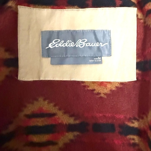 90s Eddie Bauer southwest lined khaki shirt coat. M - Picture 7 of 8